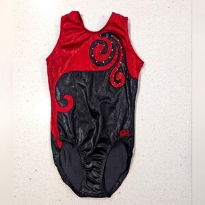 XMAS Competition GK Elite Medium Gymnastics Dance Leotard CHRISTMAS Red Black